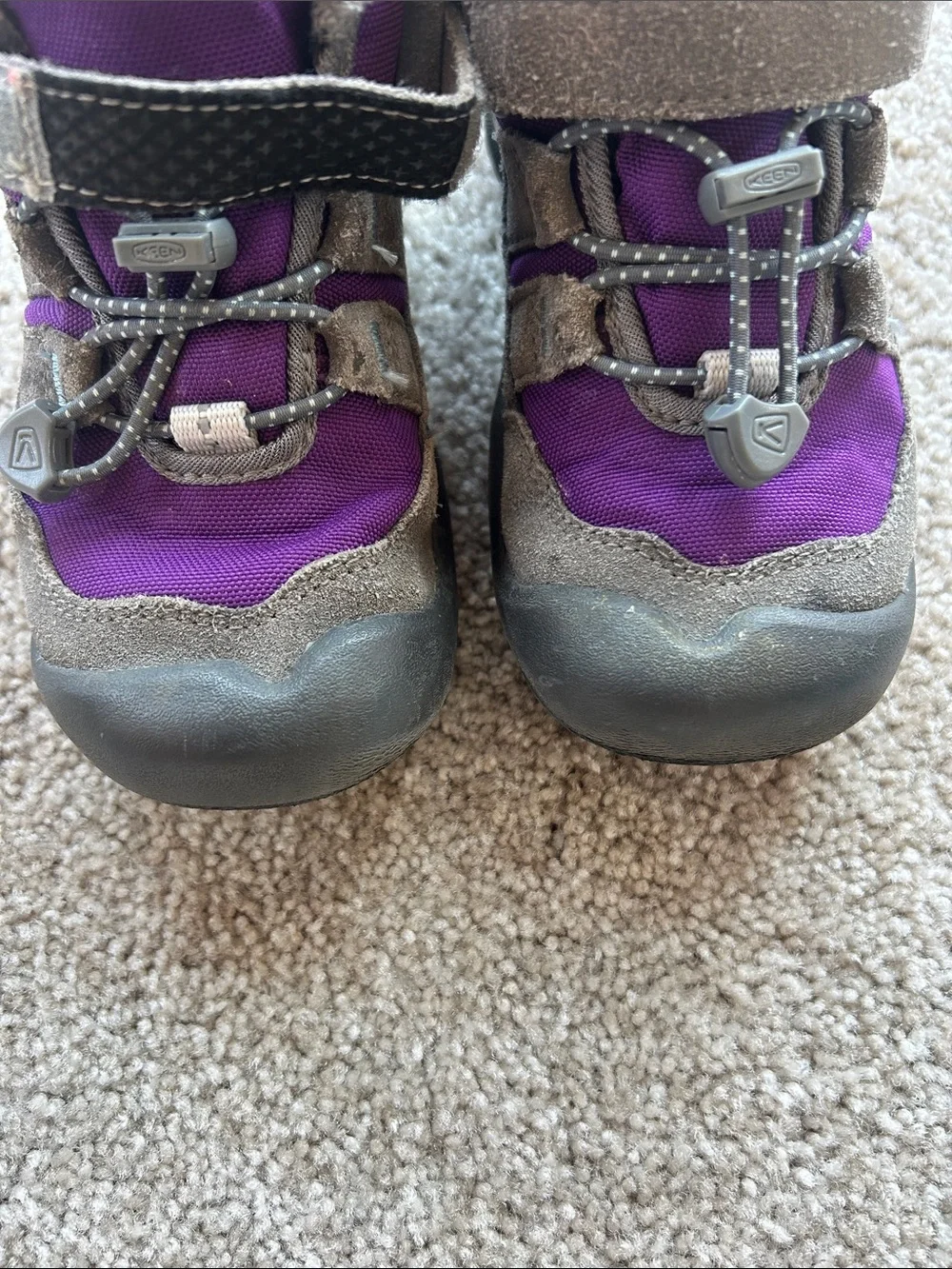 KEEN Kids Purple and Gray Winter Boots with Fur Collar